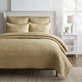 Bella 100% Silk All-Season Hand Quilted Handmade Quilt Set (Color: Tan, size: Throw)