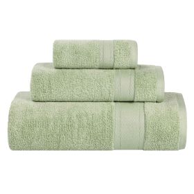 Belmont Zero Twist Cotton Medium Weight 3 Piece Towel Set (Color: Green, size: 3 Piece Towel Set)