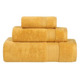 Belmont Zero Twist Cotton Medium Weight 3 Piece Towel Set (Color: Gold, size: 3 Piece Towel Set)