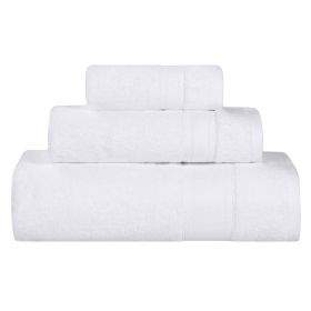 Belmont Zero Twist Cotton Medium Weight 3 Piece Towel Set (Color: White, size: 3 Piece Towel Set)