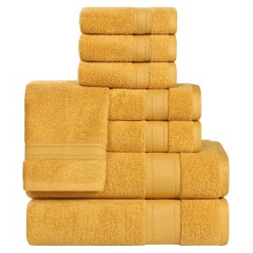 Belmont Zero Twist Cotton Medium Weight 8 Piece Towel Set (Color: Gold, size: 8 Piece Towel Set)