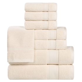 Belmont Zero Twist Cotton Medium Weight 8 Piece Towel Set (Color: Ivory, size: 8 Piece Towel Set)
