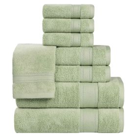 Belmont Zero Twist Cotton Medium Weight 8 Piece Towel Set (Color: Green, size: 8 Piece Towel Set)