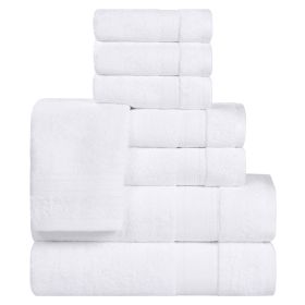 Belmont Zero Twist Cotton Medium Weight 8 Piece Towel Set (Color: White, size: 8 Piece Towel Set)