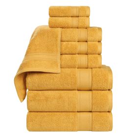 Belmont Zero Twist Cotton Medium Weight 9 Piece Towel Set (Color: Gold, size: 9 Piece Towel Set)