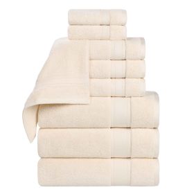 Belmont Zero Twist Cotton Medium Weight 9 Piece Towel Set (Color: Ivory, size: 9 Piece Towel Set)