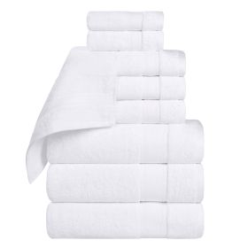 Belmont Zero Twist Cotton Medium Weight 9 Piece Towel Set (Color: White, size: 9 Piece Towel Set)