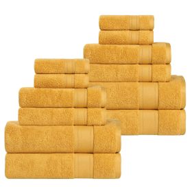 Belmont Zero Twist Cotton Medium Weight Absorbent 12 Piece Towel Set (Color: Gold, size: 12 Piece Towel Set)