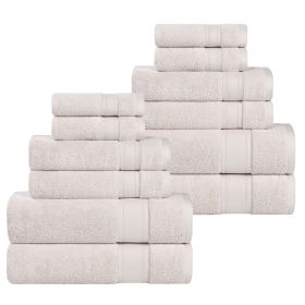 Belmont Zero Twist Cotton Medium Weight Absorbent 12 Piece Towel Set (Color: Silver, size: 12 Piece Towel Set)