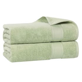 Belmont Zero Twist Cotton Medium Weight Soft Bath Sheets, Set of 2 (Color: Green, size: 2 Piece Bath Bath Sheets)