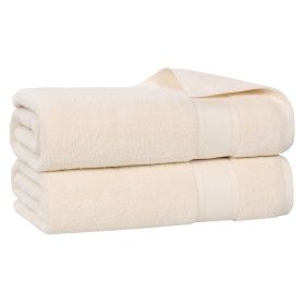 Belmont Zero Twist Cotton Medium Weight Soft Bath Sheets, Set of 2 (Color: Ivory, size: 2 Piece Bath Bath Sheets)