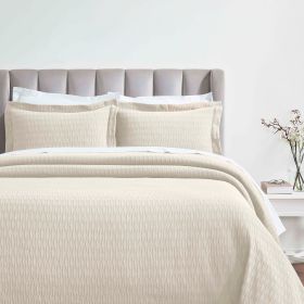 Lightweight Cotton Matelassé Bedspread Set Calvert Diamond Lattice Jacquard (3-Piece) (Color: Ivory, size: Queen)