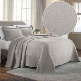 Lightweight Cotton Bedspread Sets 3-Piece Celtic Circle Jacquard Matelassé (Color: Platinum, size: Full)