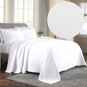 Lightweight Cotton Bedspread Sets 3-Piece Celtic Circle Jacquard Matelassé (Color: White, size: Twin)