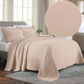 Lightweight Cotton Bedspread Sets 3-Piece Celtic Circle Jacquard Matelassé (Color: Bisque, size: Twin)