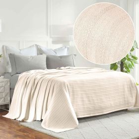 100% Cotton Woven Blanket – Clara Jacquard - All-Season Comfort (Color: Ivory, size: Throw)