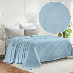100% Cotton Woven Blanket – Clara Jacquard - All-Season Comfort (Color: Light Blue, size: Twin)