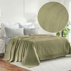 100% Cotton Woven Blanket – Clara Jacquard - All-Season Comfort (Color: Sage, size: Twin)