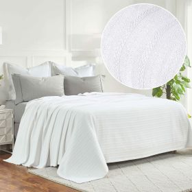 100% Cotton Woven Blanket – Clara Jacquard - All-Season Comfort (Color: White, size: Throw)