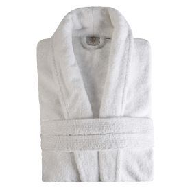 Classic Men's Bath Robe Turkish Cotton Bathrobe with Adjustable Belt (Color: White, size: Large/Extra Large)