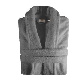Classic Women's Bath Robe Turkish Cotton Bathrobe with Adjustable Belt (Color: Gray, size: Large/Extra Large)