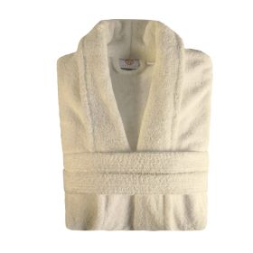 Classic Women's Bath Robe Turkish Cotton Bathrobe with Adjustable Belt (Color: Cream, size: Large/Extra Large)