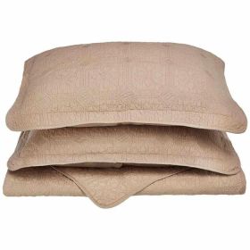 Corrington Fine Stitch Cotton Quilt Set (Color: Taupe, size: Full/Queen)