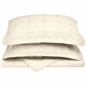 Corrington Fine Stitch Cotton Quilt Set (Color: Ivory, size: Full/Queen)