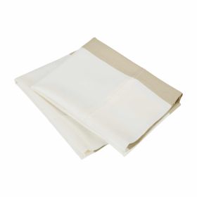Cotton Blend Cabana Stripe 2 Piece Pillowcase Set (Color: Ivory, size: Standard)