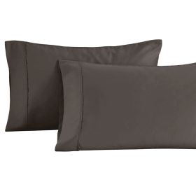 Cotton Blend Solid Pillowcases, Set of 2 (Color: Charcoal, size: King)