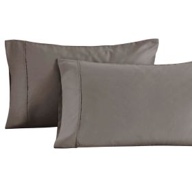 Cotton Blend Solid Pillowcases, Set of 2 (Color: Grey, size: King)