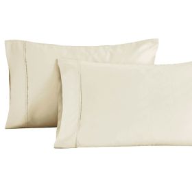 Cotton Blend Solid Pillowcases, Set of 2 (Color: Ivory, size: Standard)