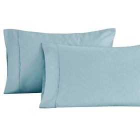 Cotton Blend Solid Pillowcases, Set of 2 (Color: Light Blue, size: King)