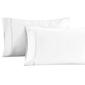 Cotton Blend Solid Pillowcases, Set of 2 (Color: White, size: King)