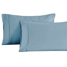 Cotton Blend Solid Pillowcases, Set of 2 (Color: Blue, size: Standard)