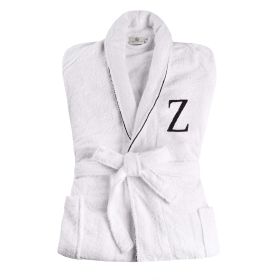 Cotton Embroidered Bathrobe Adults Unisex Bath Robe for Men and Women (Letter: Letter Z, size: Large/Extra Large)
