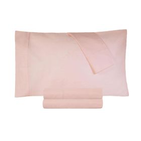Cotton Percale 300 Thread Count Solid 2 Piece Pillowcase Set (Color: Blush, size: King)