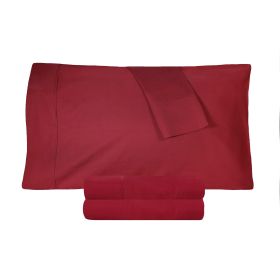 Cotton Percale 300 Thread Count Solid 2 Piece Pillowcase Set (Color: Burgundy, size: Standard)