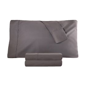 Cotton Percale 300 Thread Count Solid 2 Piece Pillowcase Set (Color: Gray, size: Standard)