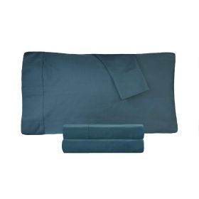 Cotton Percale 300 Thread Count Solid 2 Piece Pillowcase Set (Color: Navy Blue, size: King)