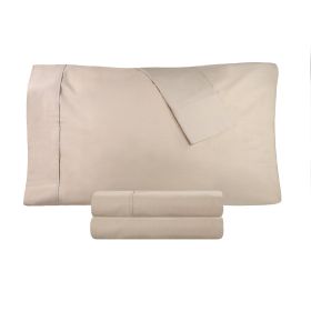 Cotton Percale 300 Thread Count Solid 2 Piece Pillowcase Set (Color: Tan, size: Standard)