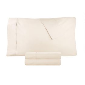 Cotton Percale 300 Thread Count Solid 2 Piece Pillowcase Set (Color: Ivory, size: Standard)