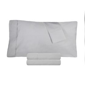 Cotton Percale 300 Thread Count Solid 2 Piece Pillowcase Set (Color: Platinum, size: King)