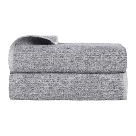 Destin Cotton Blend Medium Weight Ribbed Bath Sheets, Set of 2 (Color: Charcoal, size: 2 Piece Bath Sheets)