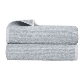 Destin Cotton Blend Medium Weight Ribbed Bath Sheets, Set of 2 (Color: Denim Blue, size: 2 Piece Bath Sheets)