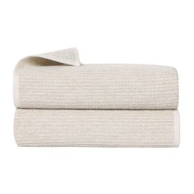 Destin Cotton Blend Medium Weight Ribbed Bath Sheets, Set of 2 (Color: Biege, size: 2 Piece Bath Sheets)