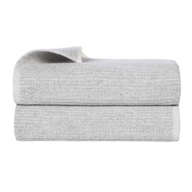 Destin Cotton Blend Medium Weight Ribbed Bath Sheets, Set of 2 (Color: Platinum, size: 2 Piece Bath Sheets)