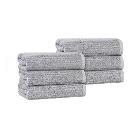 Destin Cotton Blend Medium Weight Ribbed Hand Towels, Set of 6 (Color: Charcoal, size: 6 Piece Hand Towels)