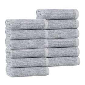 Destin Cotton Blend Textured Ribbed Face Towels Washcloths, Set of 12 (Color: Denim Blue, size: 12 Piece Face Towels)