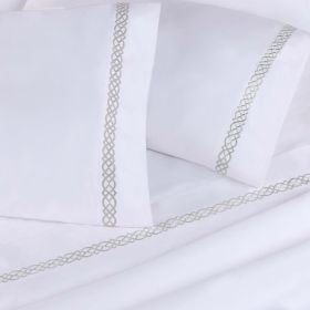100% Egyptian Cotton 1000 Thread Count Embroidered Pillowcase Set (Color: Platinum, size: Standard)